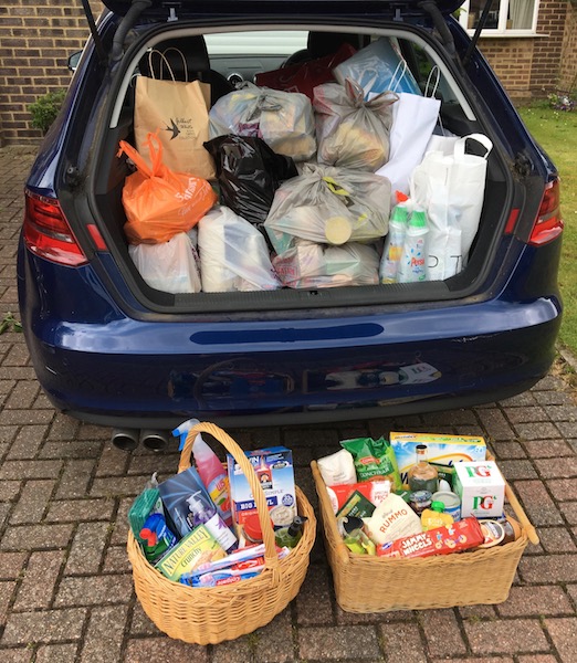 Car full of donations for yourSanctuary Charity from members of Elmridge Choir & Elmbridge Ladies Choir