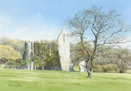 Newark Priory Ripley Near Woking Surrey - Painting by Artist David Drury of Byfleet Art Group