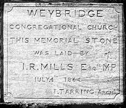 Weybridge Congregational Church Memorial Stone